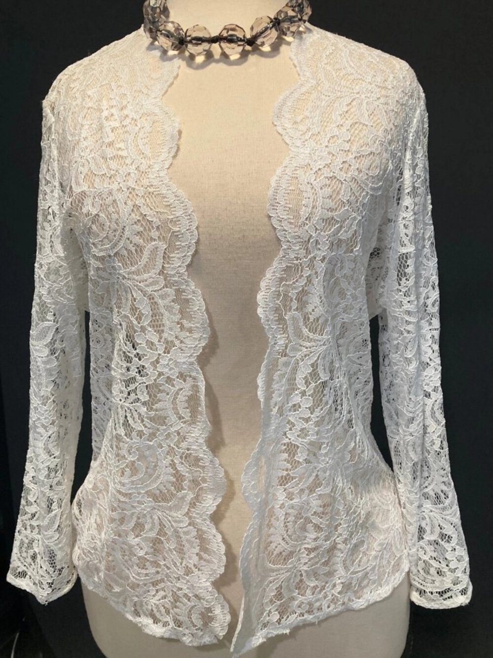 NWT Calvin Klein Lace Scallop Edge Cardigan Jacket Top Size Small
